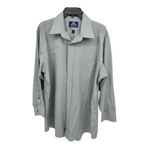 Stafford Shirt Mens Large Oxford 17 Gray Pin Point Long Sleeve Wrinkle Free